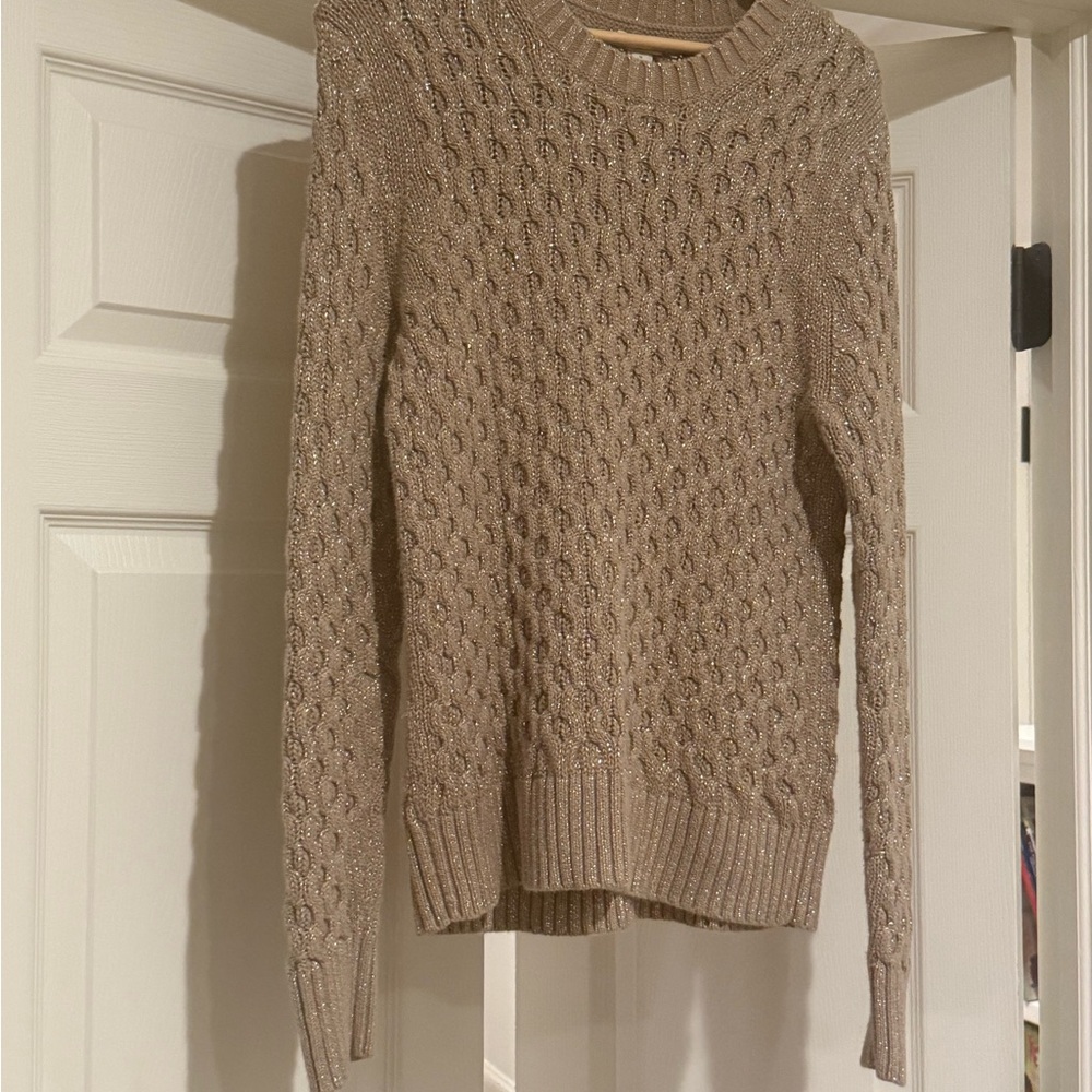 J. Crew Light Brown and gold cable knit sweater